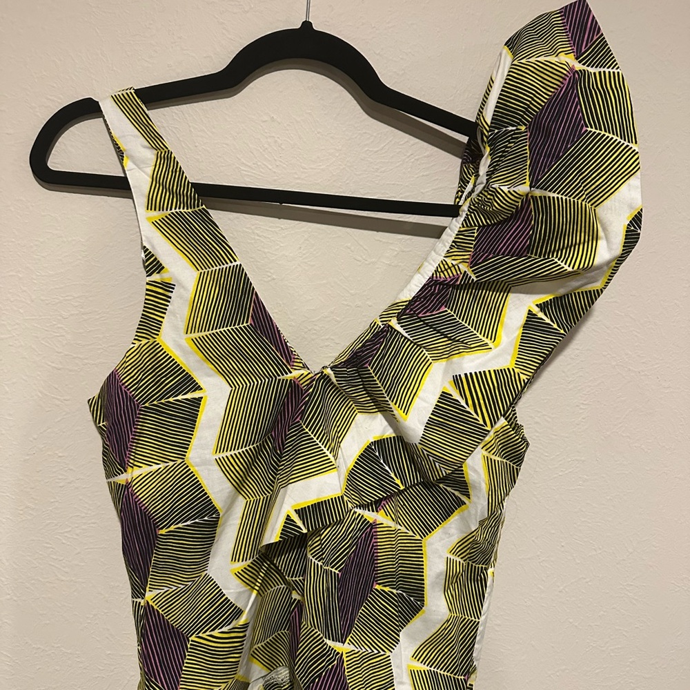 Zara Geometric Blouse - Yellow, Purple, White